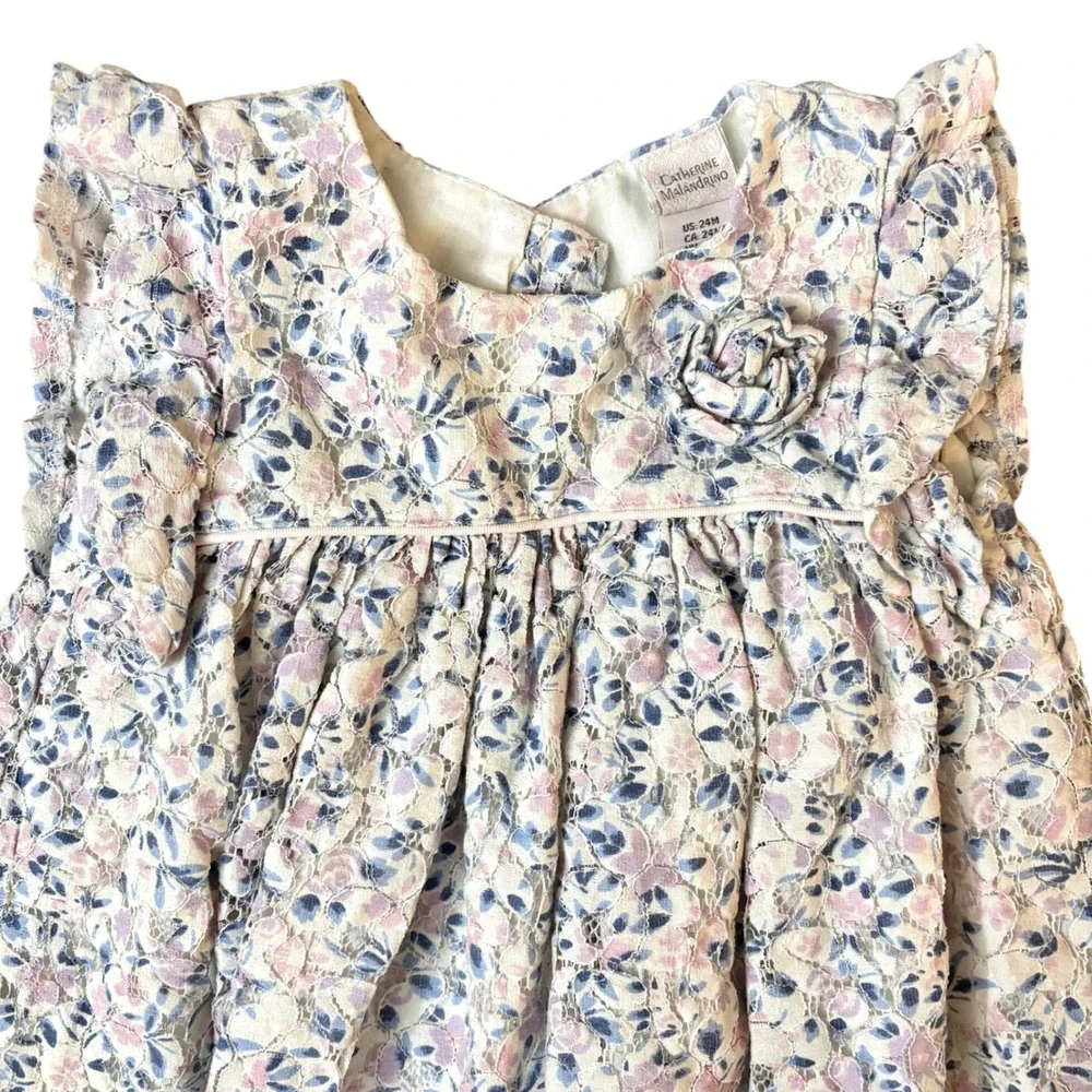 Catherine Malandrino Floral Lace‎ Dress Ruffle Sleeve Size 24m